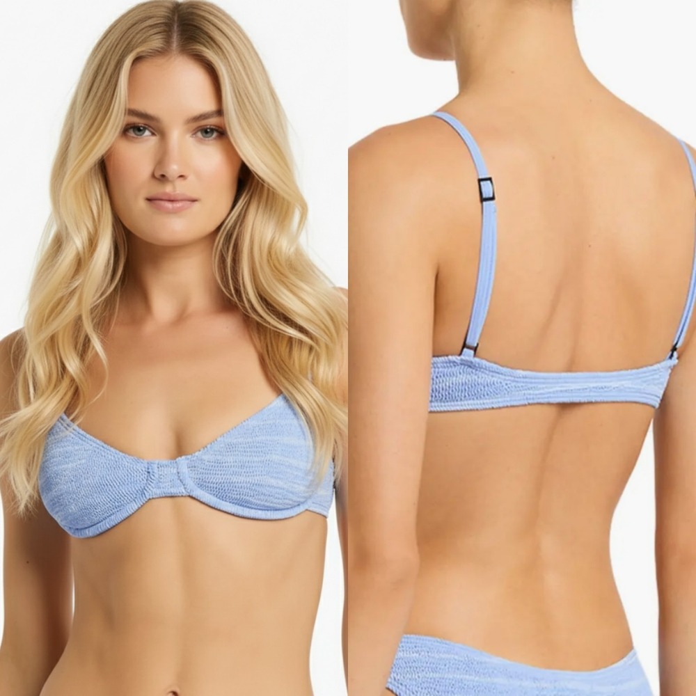 New Bond-eye Gracie Balconette Bikini Top ONE SIZE Light Blue OS Boho Australia